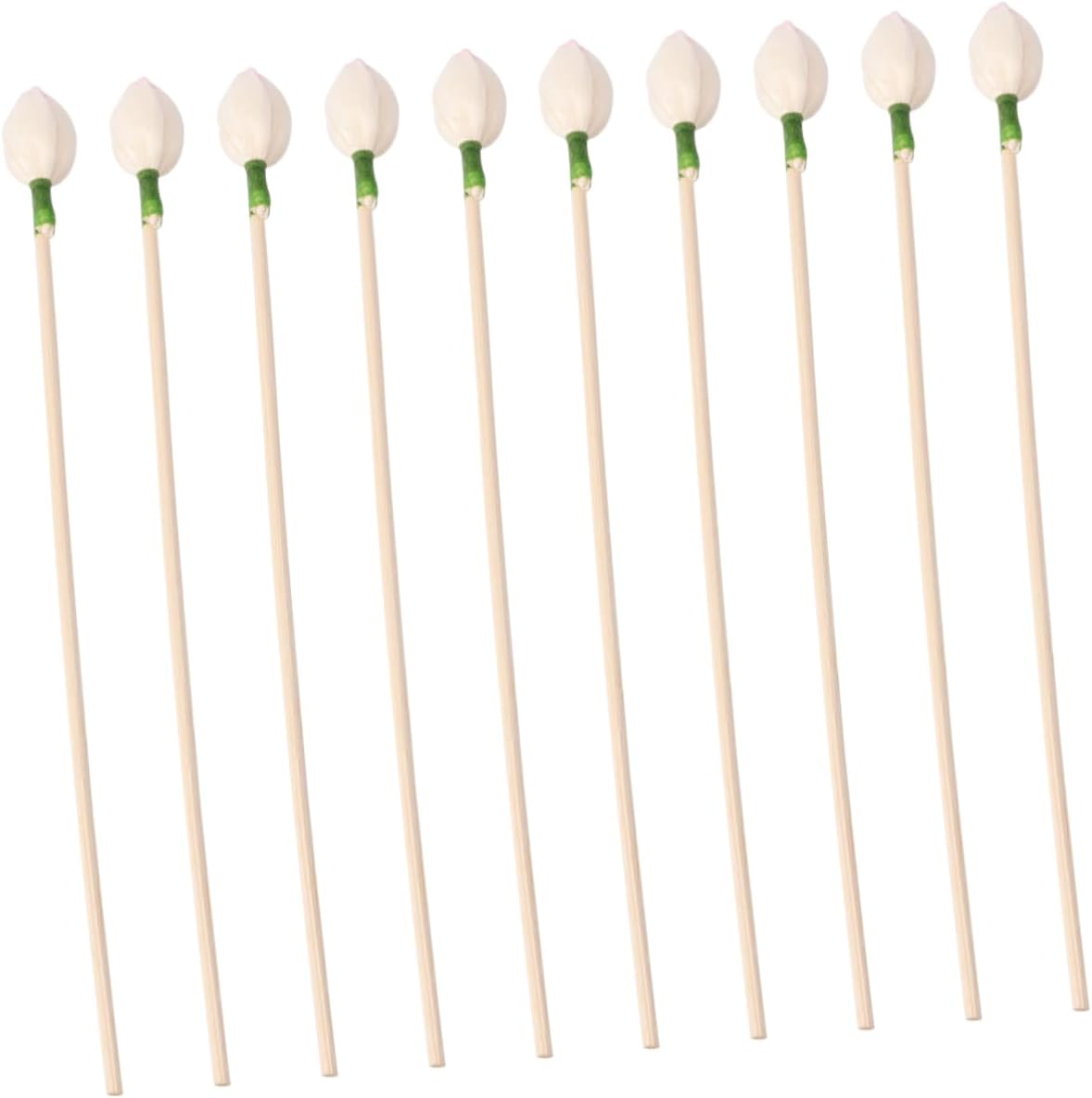 GARVALON 10pcs Flower Rattan Reed Sticks Wooden Oil Diffuser Decor