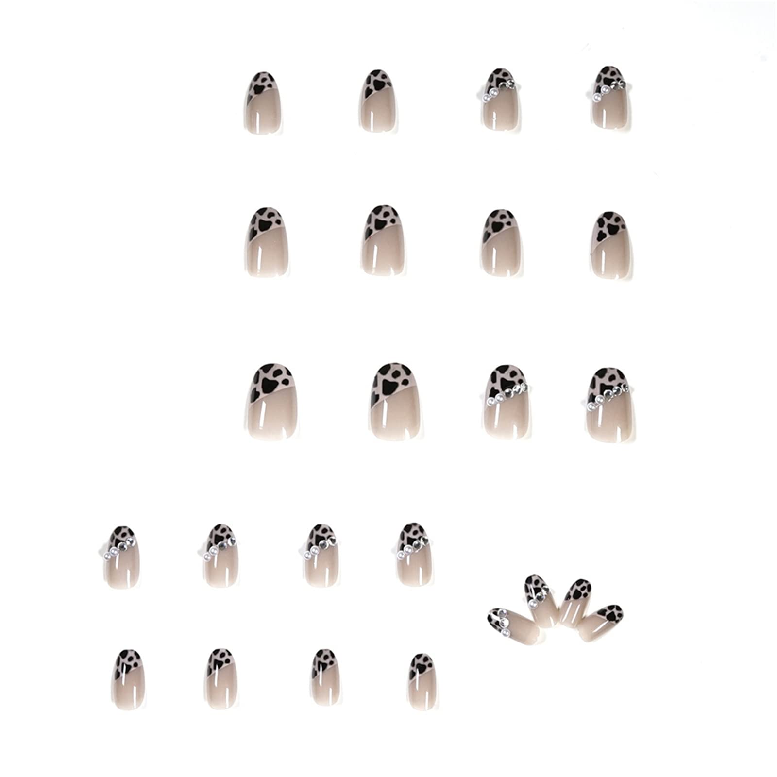 Unghie Finte Corte Affilate Copertura Completa Colla Inclusa Glitter Stampa Leopardo Stampa sulle Unghie 24 Pezzi Nail Art Tip con Scatola per Saloni di bellezza e Donne Nail Art fai da te