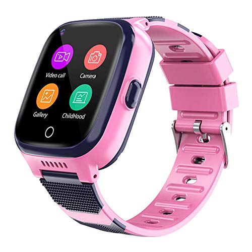 Sliveal Enfants Montre Intelligente Étanche, Montre Mobile LBS Anti-Perte de Traqueur de Montre,4G WiFi Bluetooth GPS Montre Appel vidéo HD écran Tactile Montre étanche Compteur de Pas