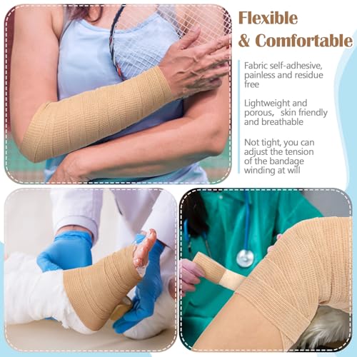 Treela 36 Pcs Self Adherent Bandage 1" X 5 Yard Wrap Breathable Cohesive Bandage Elastic Adhesive Tape for Stretch Athletic Sports Wrist Ankle(Nude) — view 5