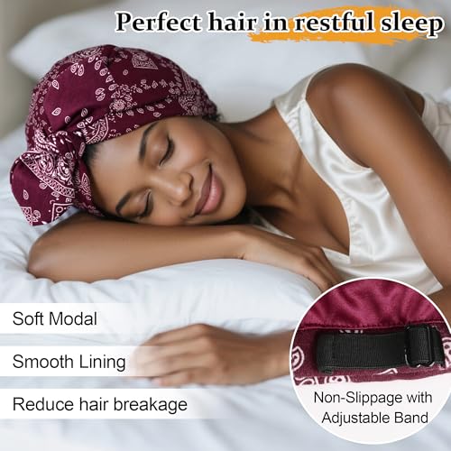 Image of Ababalaya Satin Lined Beanies for Women Chemo Headwear Silky Lined Cotton Sleeping Cap