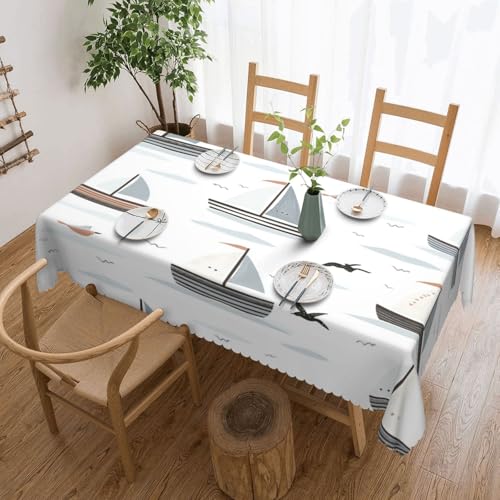Nappe de table océan durable graphisme navire et mouettes nappe réutilisable - 2