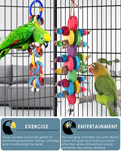 Bissap 2PCS Bird Chew Toys, Multicolored Bagel Cascade Bird Parrot Toy Biting Paper Cardboard Olympic Rings Conures Toys for Amazon Cockatiels Cockatoos Macaws and Similar Sized Pet Birds