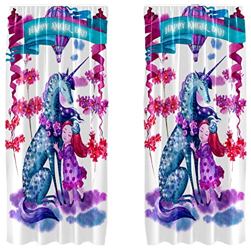 Cortinas opacas con diseño de unicornio confeccionadas en tejido premium denso 2