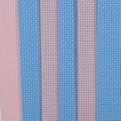 Image of KCS 4 /6 pc of 12 inch x 18 inch 30cmx45cm 16CT Counted Cotton Aida Cloth Cross Stitch Fabric (Light Blue+Pink, 6 pc)