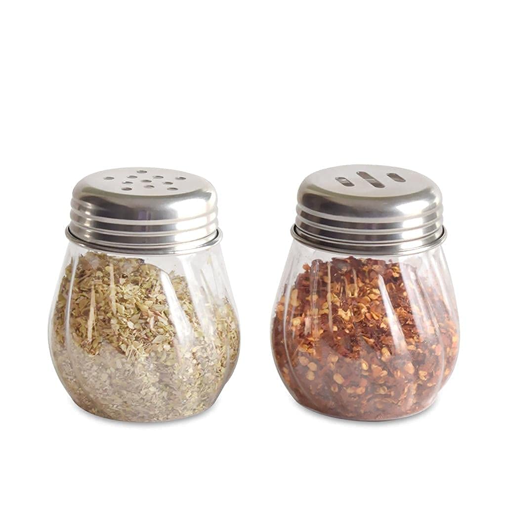 BLISSBORN Stainless Steel caps Separate Oregano Chilli Flake Dispenser Spice Shakers with Stainless Steel Perforated and Slotted Caps, Swirl Retro Style Jar Dispensers Set of 2 (B09C8M9SV5) Amazon Price History, Amazon Price Tracker