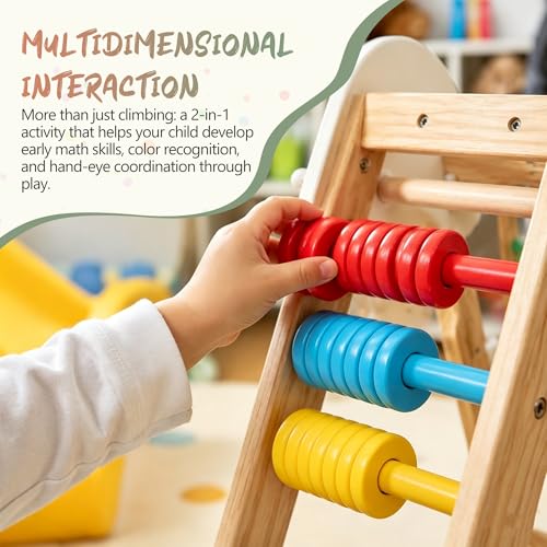 Image of 9-in-1 Foldable Indoor Jungle Gym, Wooden Kids Playset