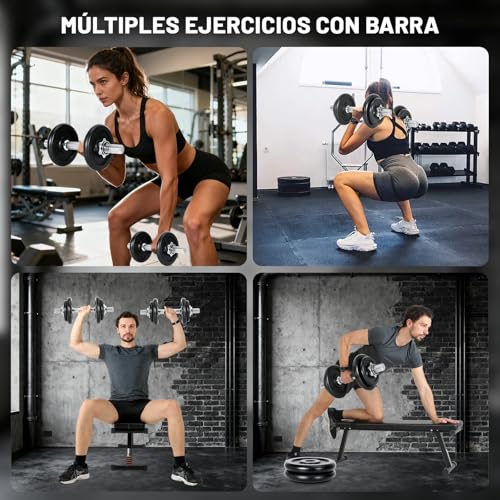 NOVONOVA Mancuernas Ajustables, Barra Pesas Ajustables 10kg, Juego de Mancuerna para gimnasio en casa, Dumbbell Set de hierro fundido, Barra De Pesas Kit Negro - imagen 4