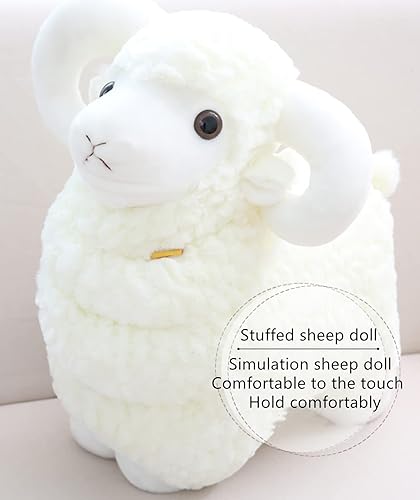 Miniatura 3 de Animal de peluche de oveja de 15 pulgadas, peluche de oveja blanca suave y esponjoso, lindo regalo de peluche de animales de granja, juguete de