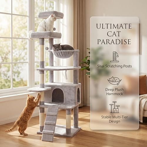 Rascador para gatos de 71" para interiores multi-niveles miniatura 6