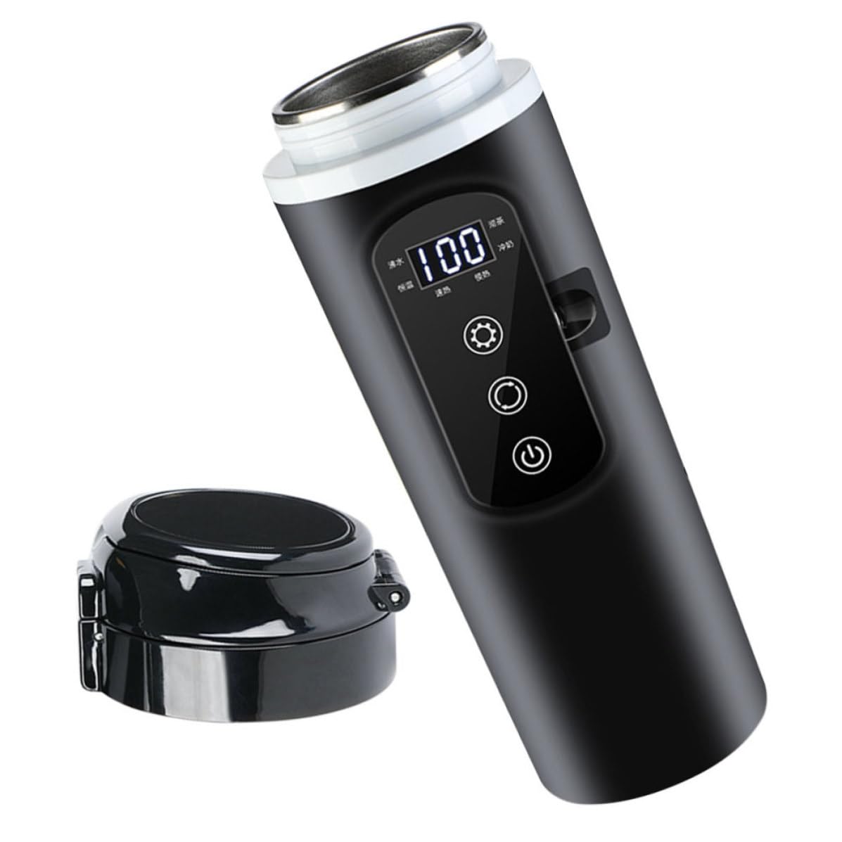 Taza de Agua Calentada para Automóvil de 500ml, Negro, Portátil