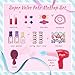 Pretend Play Girls Makeup Table Set with Stool，Open Doors by Gestures，Kids Vanity Set with Lights and Music，Toddler Beauty Salon Set with Makeup Accessories & Hair Dryer，Toy for Toddlers 2-5 Years Old
