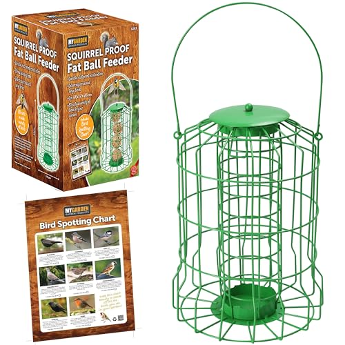 My Garden Hanging Bird Feeders - Wild Birds Seed, Nut Ball Feeder - Feeding Stations with Steel Hooks Hangers - Ideal For Wild Birds Easy To Refill Inc Bird Spotting Chart