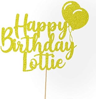 Personalised Happy Birthday Balloons Glitter Cake Topper by Cakeshop | Custom Colour Any Name Glitter Cake Decoration for 1st 10th 16th 18th 20th 21st 30th 40th 50th 60th 70th 80th (Baby Blue)