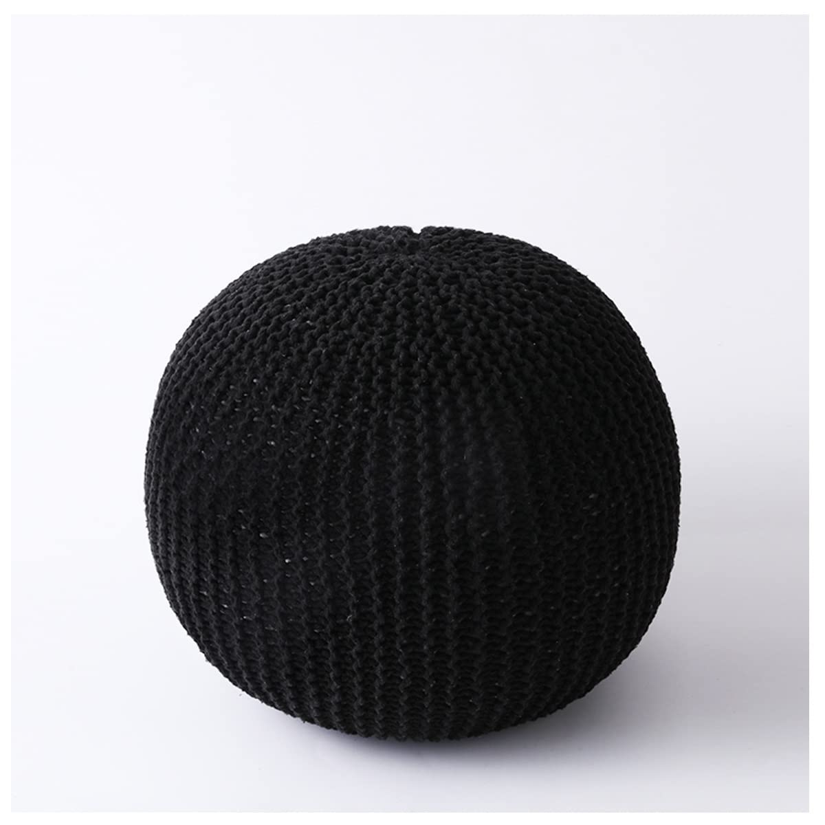 100% Cotton Chunky Knitted Round Pouffe Foot Stool Ottoman Knitted Stool High Stools Removable Handmade Knitted Woven Cotton Cover Stool Bench (Color : Black, Size : 50x30cm)