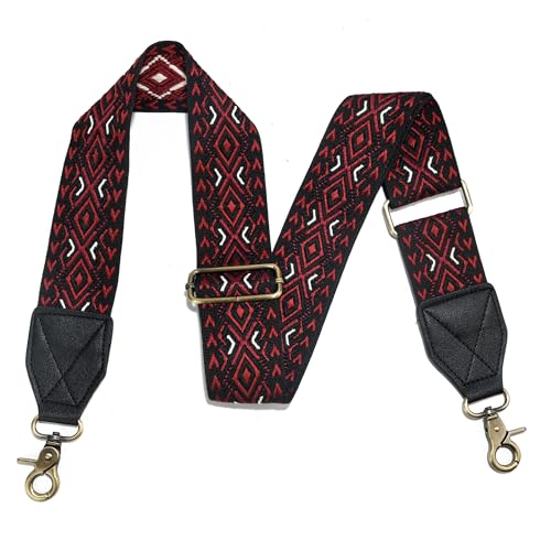 Image of LEMEDE Purse Strap,2 inch Leather End Shoulder Strap Adjustable Replacement,Retro Jacquard Multi-pattern Crossbody Bag Straps