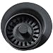 Elkay LKQD35BK Polymer Disposer Flange with Removable Basket Strainer and Rubber Stopper, Black