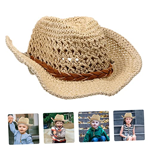 BESPORTBLE Portable Straw Beach Hat Stylish Sun Protection for Boys and Summer Wide Brim Sun Shade for Outdoor Activities for Beach Vacations and Photo Shoots Beige3