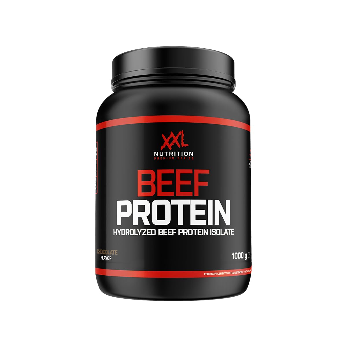 XXL Nutrition - Beef Protein Pulver - Laktosefrei, 92,1% Proteinanteil, Rinder Proteine, Hydrolysiertes Eiweiß - Schokolade - 1000 Gramm
