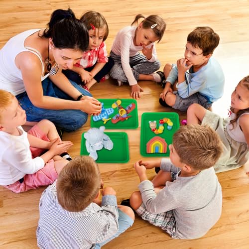 Image of Craft Tray,24 Pack Art Trays for Kids Plastic Activity Trays Stackable Craft Trays,Shallow Craft Storage Organizer, DIY Project & Painting Tray,Art Supplies,9.45 x 7.1 x 0.98 Inch (Green)