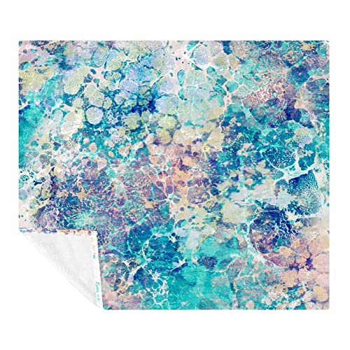 Couverture douce microfibre pour en finir avec le froid sur le canapé, plaid marbre bleu léger - 2