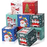 COTOPHER 20 Pcs Christmas Gift Boxes, 5' x 5' x 5' Xmas Candy Boxes for Gift Giving, Paper Treat Ornament Gift Box Decorative Christmas Goodie Box for School Home Holiday Party Favors Supplies