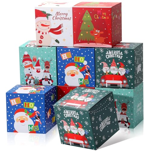 COTOPHER 20 Pcs Christmas Gift Boxes 5 x 5 x 5 Xmas Candy Boxes for Gift Giving Paper Treat Ornament Gift Box Decorative Christmas Goodie Box for School Home Holiday Party Favors Supplies
