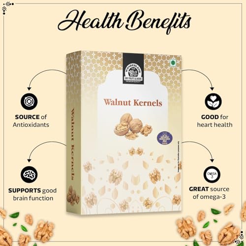 Image of WONDERLAND FOODS (DEVICE) Dry Fruits| Extra Light California Walnut Kernels (Akhrot Giri)| 1Kg (200G X 5) Box