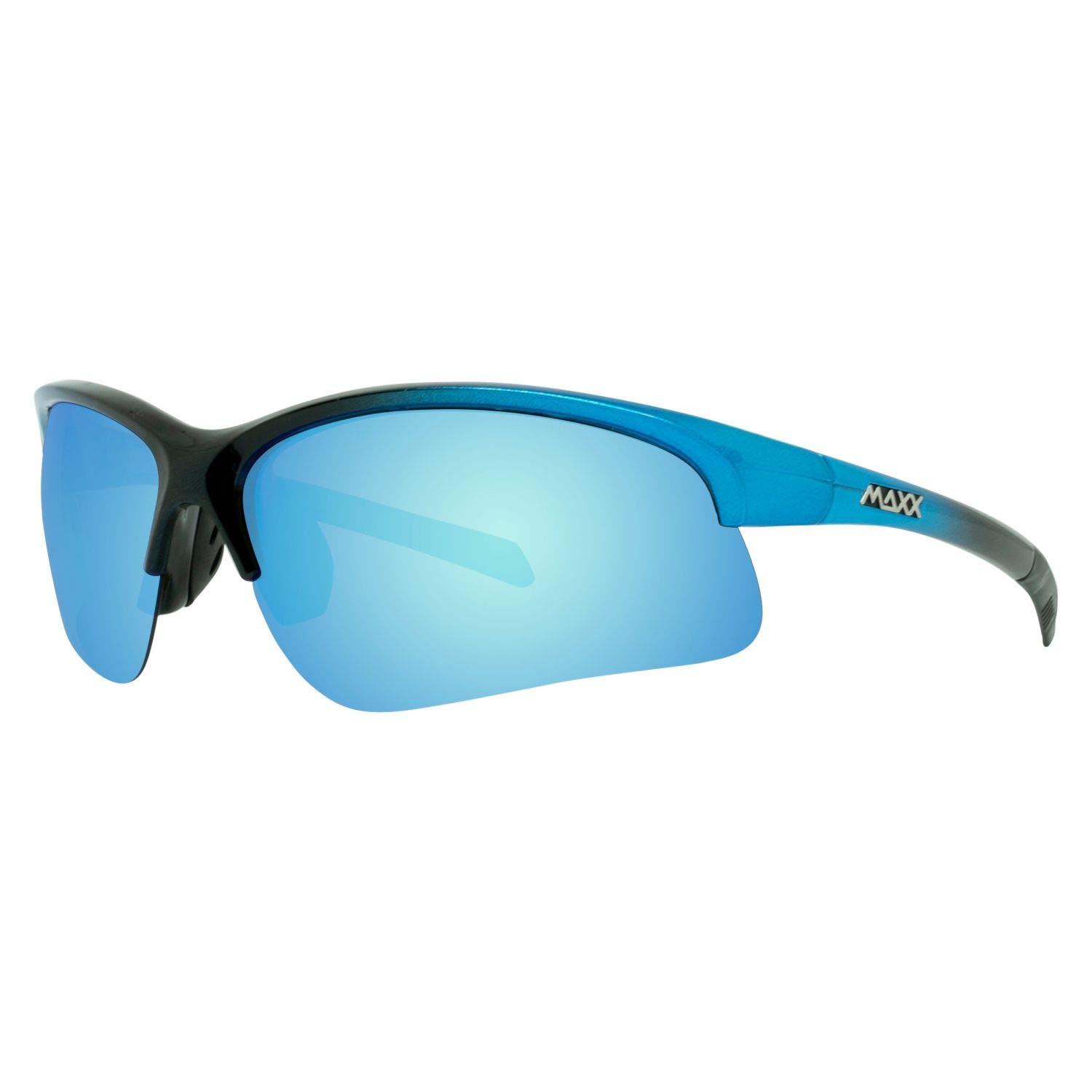 Maxx Domain Sport Golf SunglBlack and Blue with Blue Mirror Lens