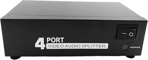 Miniatura 5 de QiCheng&LYS Caja divisor RCA de 4 vías 3 alimentada, 1 en 4 salidas, duplicador de distribución de audio de video compuesto con adaptador de