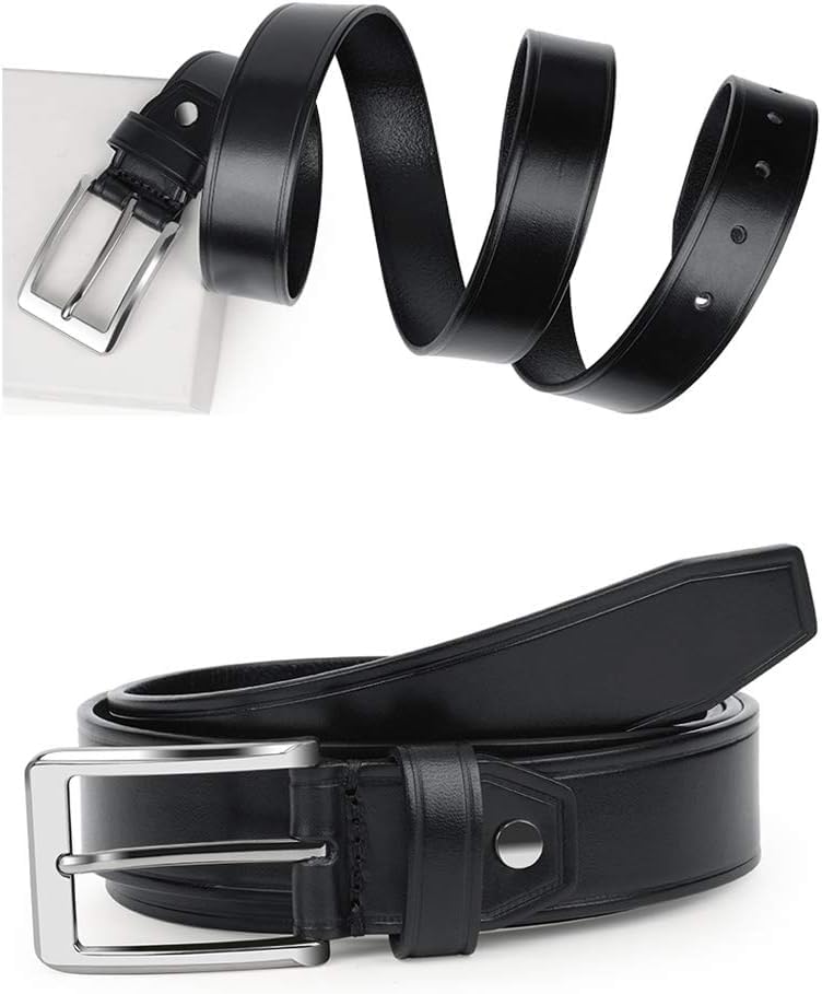 Glatter Herren Ledergürtel Leder Mittleren Alters D Jung Casual Dornschließe Gürtel Young Business Gürtel Langlebig, Black, 120