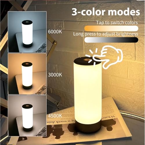 Lámpara de noche táctil recargable con 3 colores ajustables miniatura 2