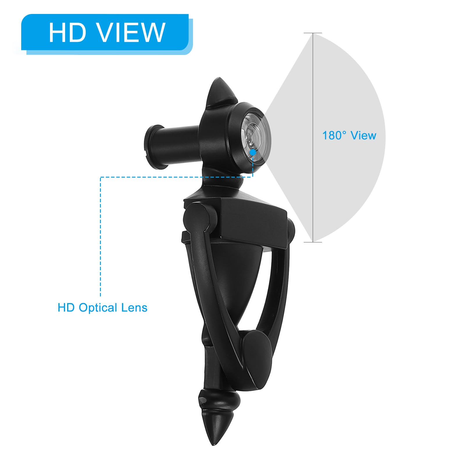 PATIKIL 9/16" Door Knocker with Viewer, 2 Pcs 180 Degree Door Viewer Die-Cast Construction with Peephole Fits 1-3/8inch to 2-3/8inch Door Peep Hole for Home Office Hotel, Black - Image 4