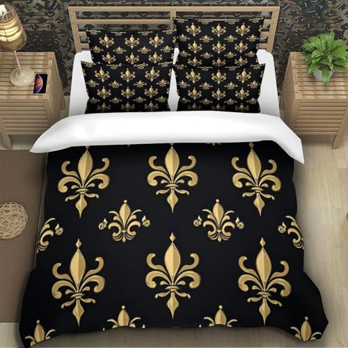 Housse de couette fleur de lys parure de lit 3D ultra douce de qualité - 5