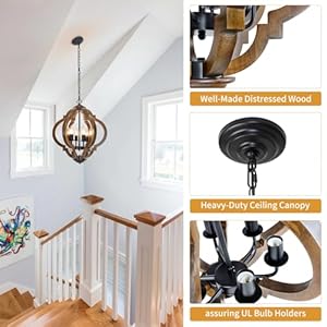 6-Light Modern Farmhouse Chandelier, Black Chandeliers for Dining Room, Kitchen Chandelier, Farmhouse Dining Room Light Fixture, Rustic Wood Farmhouse Chandelier for Bedroom, Entryway 6 Light Modern Farmhouse Chandelier Black Chandeliers for Dining Room Kitchen Chandelier Farmhouse Dining Room Light Fixture Rustic Wood Farmhouse Chandelier for Bedroom Entryway