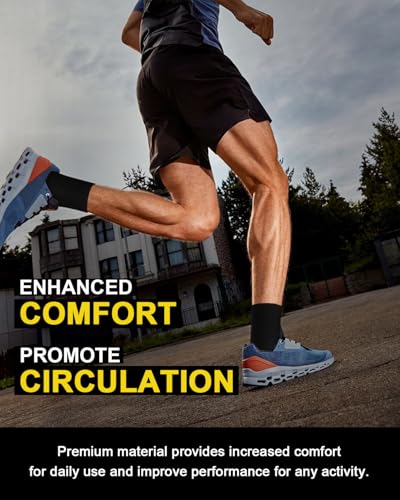 Image of 5 Pairs Copper Compression Socks for Women & Men - Ankle Plantar Fasciitis Arch Support Running Socks for Athletic