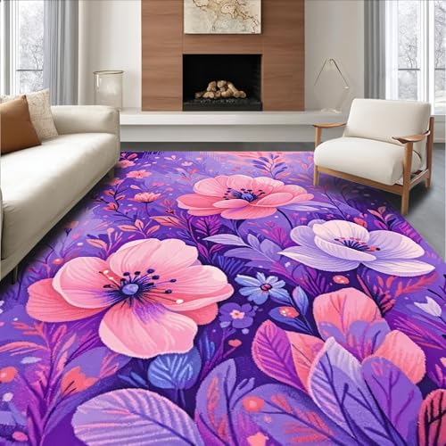 ODIKA Flatwoven High Traffic Area Rug 8x10, Dreamy Floral Burst