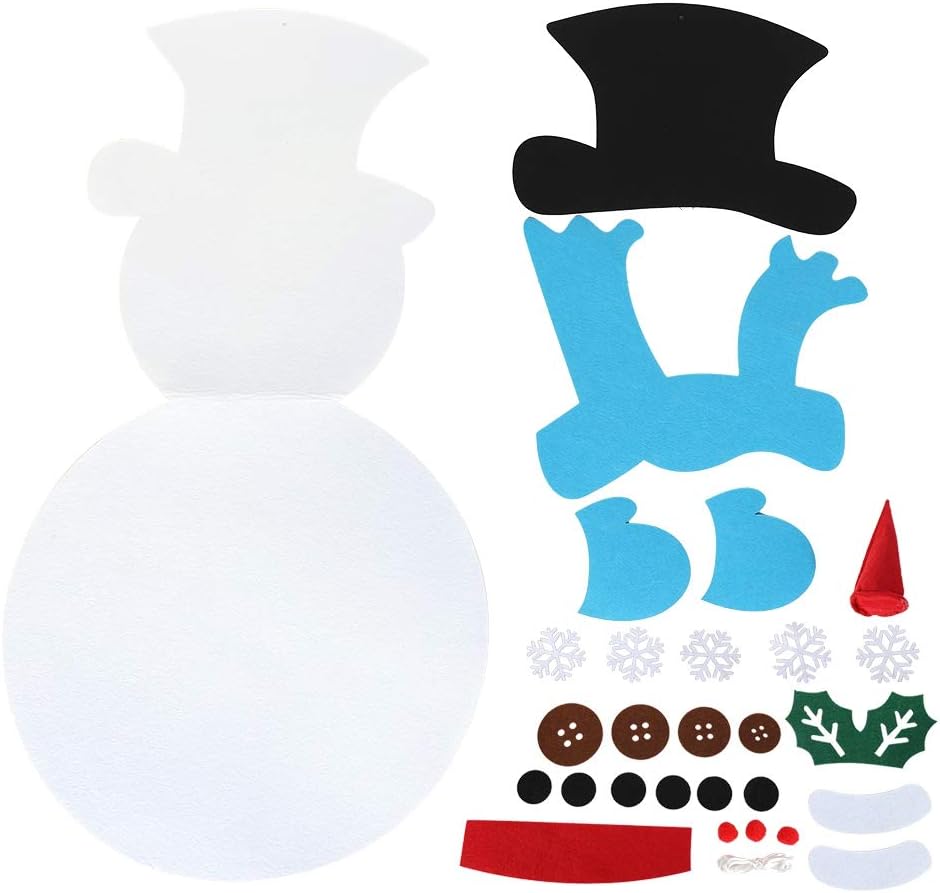 Glomora DIY Felt Snowman Games Set with29Pcs Crafts Kit Wall Hanging Xmas Gifts for Christmas Winter Holiday Party Decorations (Snowman)