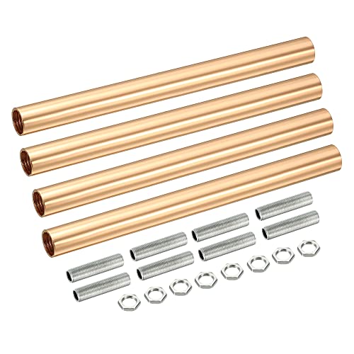 MECCANIXITY Threaded Extension Rod, 5.91" Lamp Pipe with Connector Light Fixture for Pendant Light Island Lighting Chandeliers Stems, French Gold 4 Set