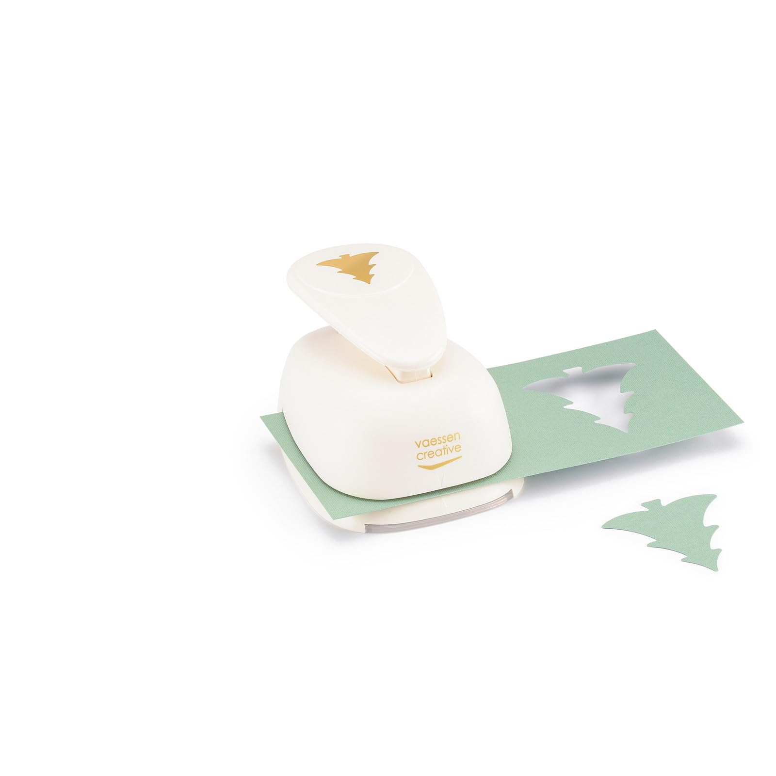 Vaessen Creative 21439-072 dziurkacz z motywem choinki, 63,42 x 67,21 mm, dziurkacz z motywem bożonarodzeniowym, do papieru rzemieślniczego, papieru kolorowego, papieru do scrapbookingu lub papieru