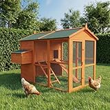 Miweba MyAnimal Hühnerstall XXL für 7 Hühner | 186x146x147 cm Winterfest - Vogelhaus - Hühnergehege mit Nistkasten - Voliere - Hühnerhaus - Freilaufgehege Huhn - Legenest - Vogelvoliere (Braun)