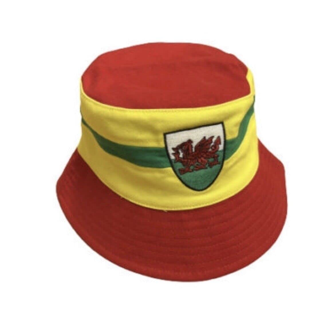 Red New Wales Cymru Sport Welsh Dragon Stripe Football Rugby Patriotic Bucket Hat