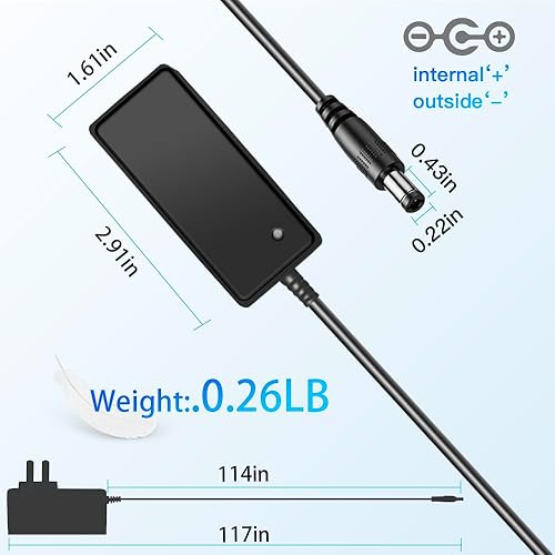 Miniatura 2 de Adaptador universal de pared de fuente de alimentación de 6 V 1 A 0.5 A con cable de alimentación de 10 pies de largo para altavoz, basura, timbre,