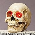 Braxio Skeleton Skull Decor Halloween Lights - Resin Skull Statues with Red Led Lights Gothic Decor for Day of The Dead Room Decor Aesthetic Indoor Figurine Lamps 3.5 * 5 * 4.5 Inch
