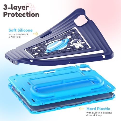 Étui iPad Air 10.9 anti-chute coque rigide silicone bleu à sangle - 5