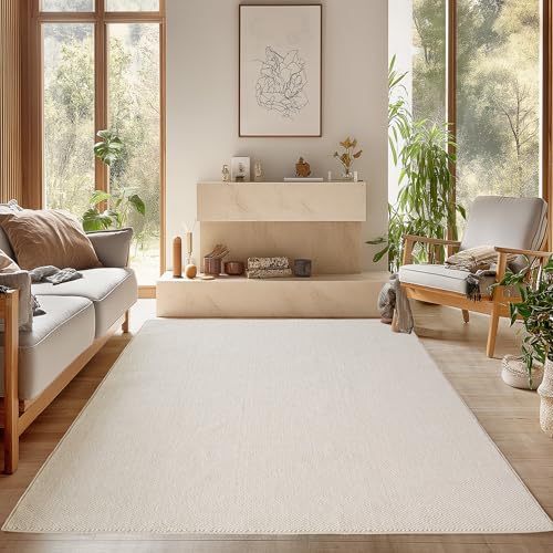 SIMPEX Teppich Creme 280x370, Bouclé Skandi-Look für Moderne...