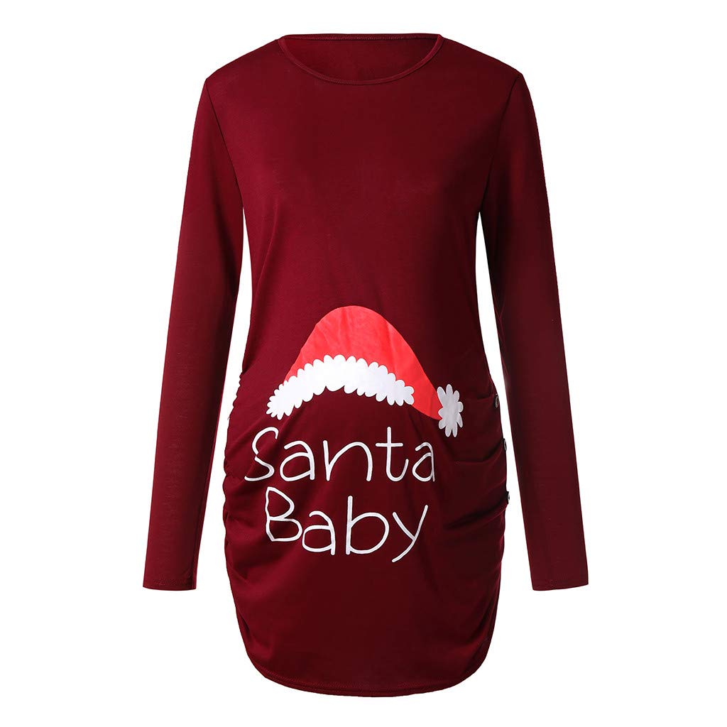 Schwangerschafts T-Shirt Langarm Mit Weihnachtsdruck - Coole Umstandsmode