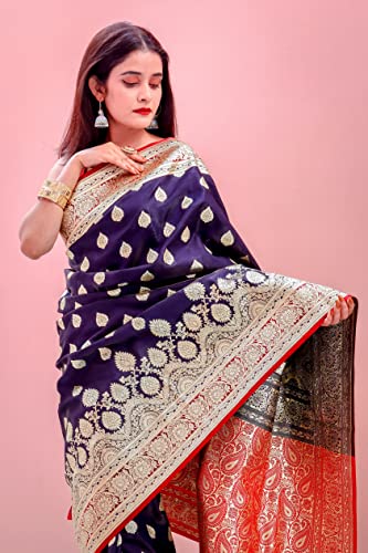Image of Rameshwaram Fabrics Women's Banarasi Satin Saree With Blouse Piece