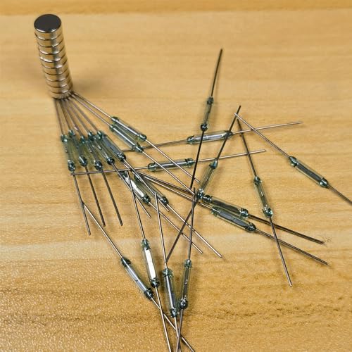 Gebildet 20pièces Mini Interrupteur à Lames en Verre Contact à Lames Normalement Ouvert (N/O) Interrupteur à Induction Magnétique (2mm ×10mm) avec 10pièces Feuille Magnétique Multi-Usage – vue 2