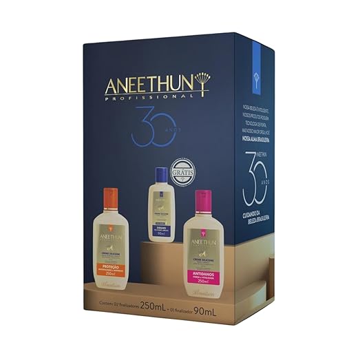 Kit Aneethun Creme de Silicone Proteção e Antidanos 250ml, 1 Creme de Silicone Brilho 90ml Edição Limitada